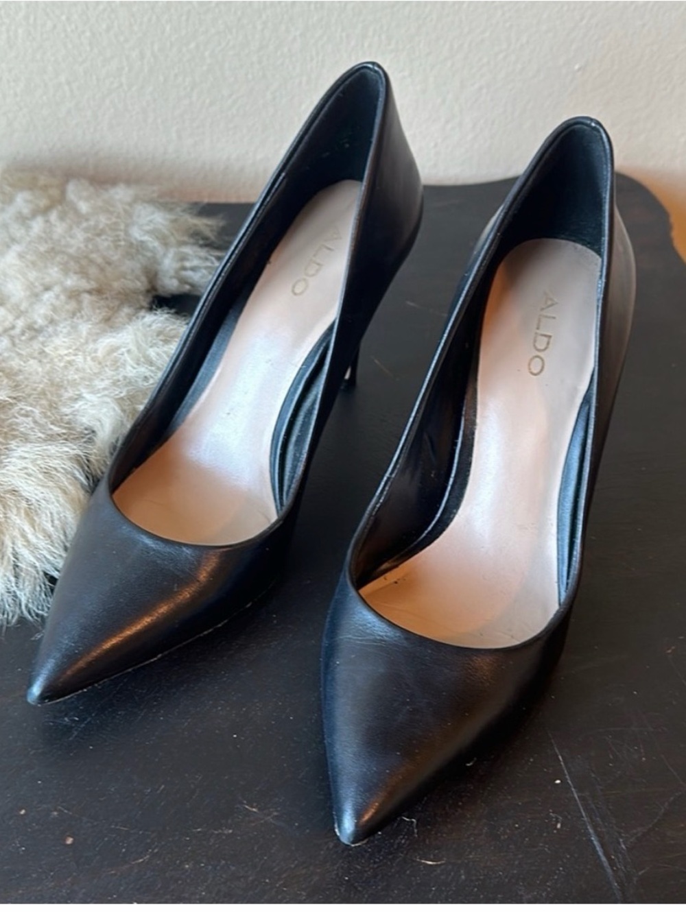 Aldo Black Pointed Leather Pumps